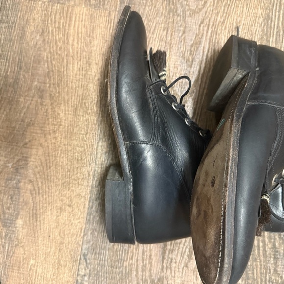 Larry Mahan 9.5 EUC minor wear Black Lace-Up Women's Boots- front tassel - Picture 5 of 16